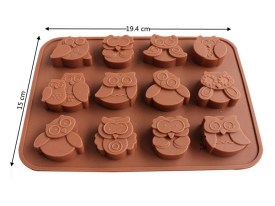 Molde silicona 12 lechuzas 